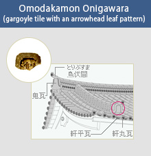 Omodakamon Onigawara (gargoyle tile with an arrowhead leaf pattern)